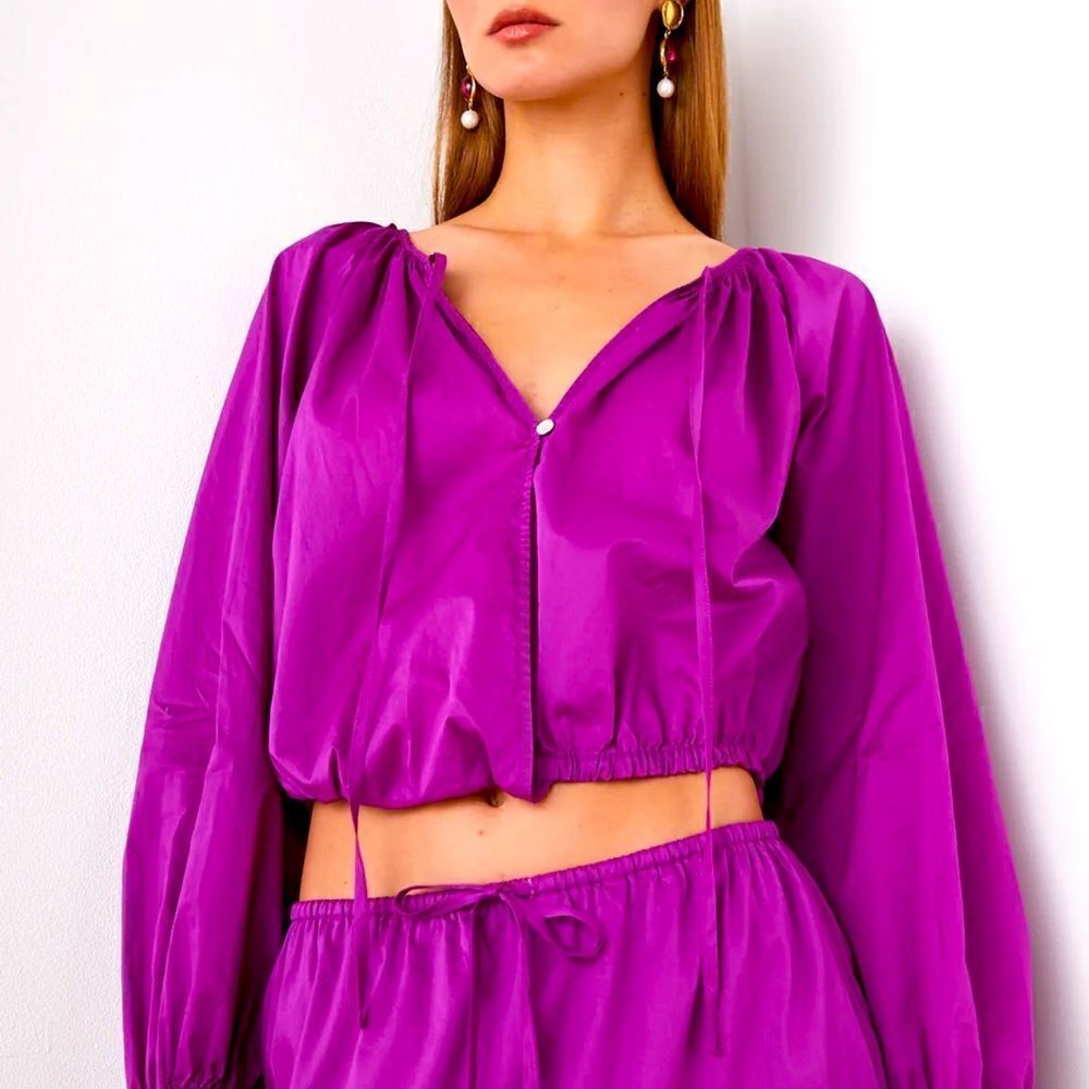Rails Katia long sleeve pink/purple crop Top blouse NWT Small